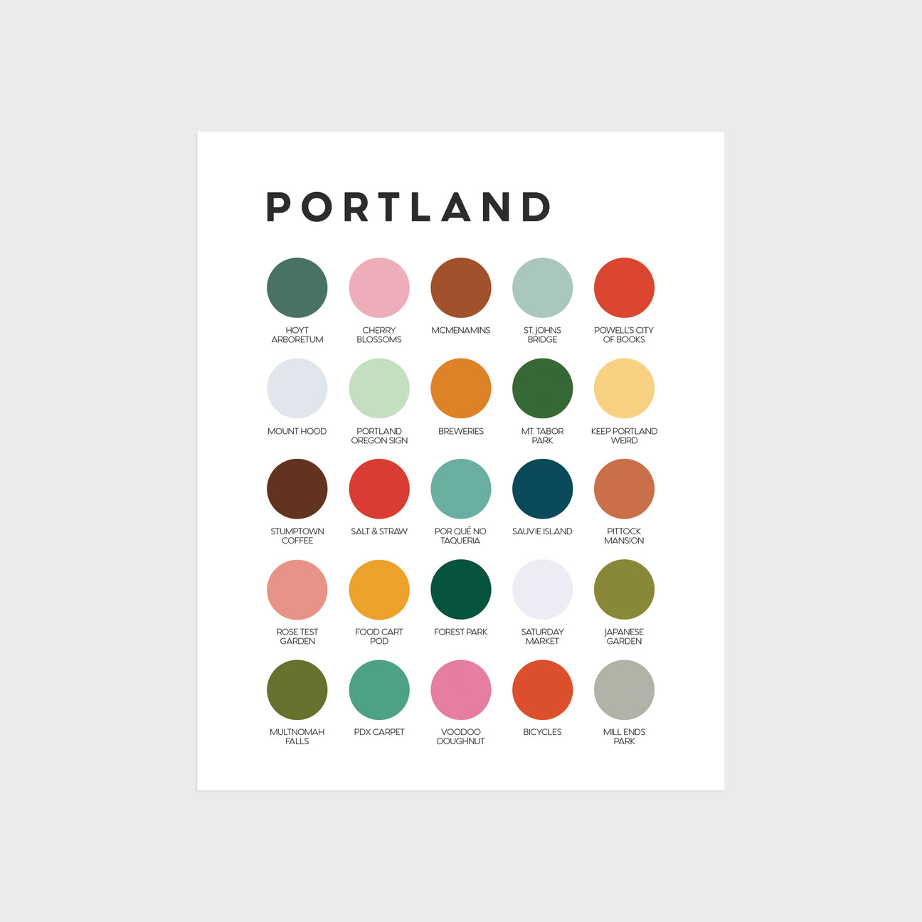 Portland, Oregon Color Palette Print – Lunch City Studio