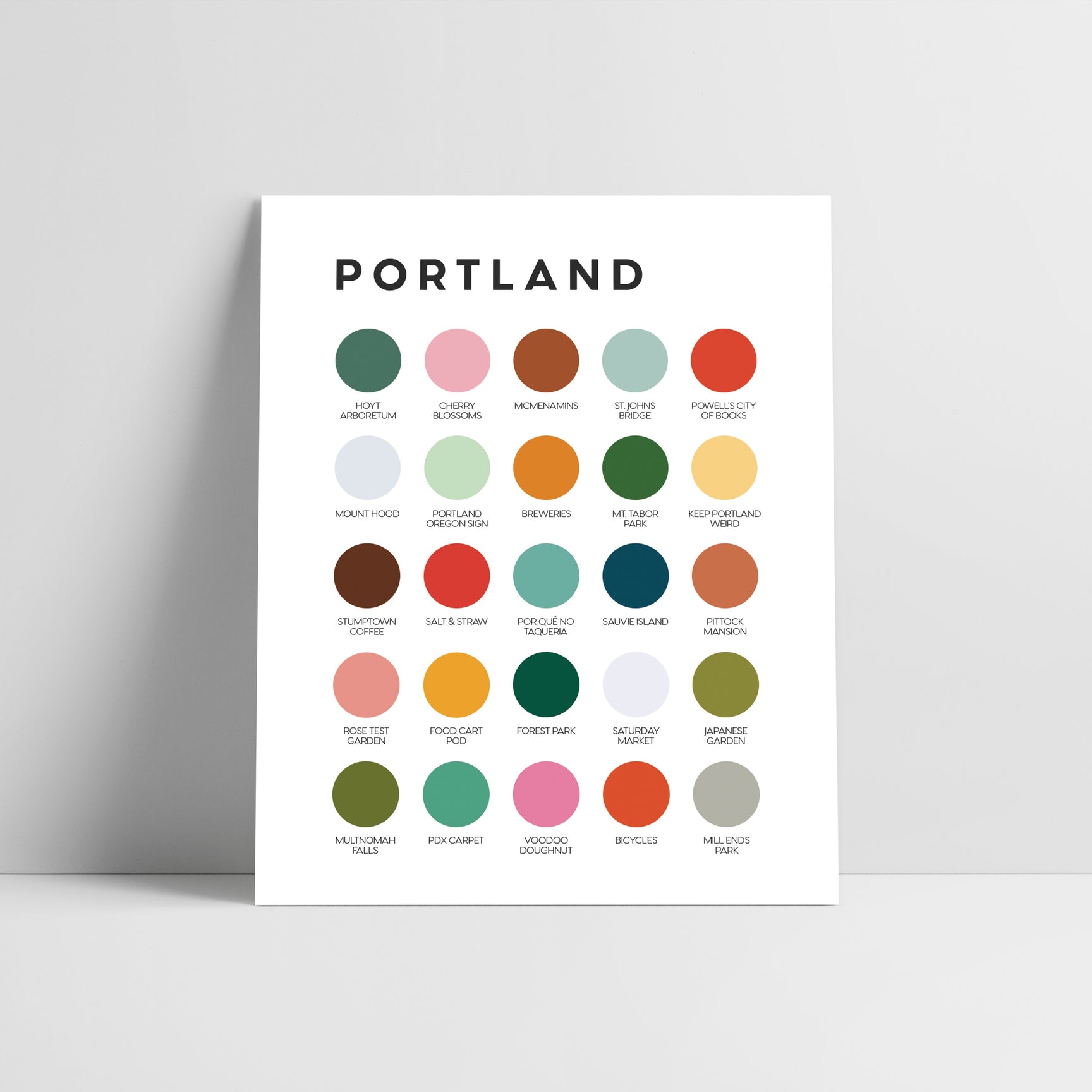 Portland, Oregon Color Palette Print – Lunch City Studio
