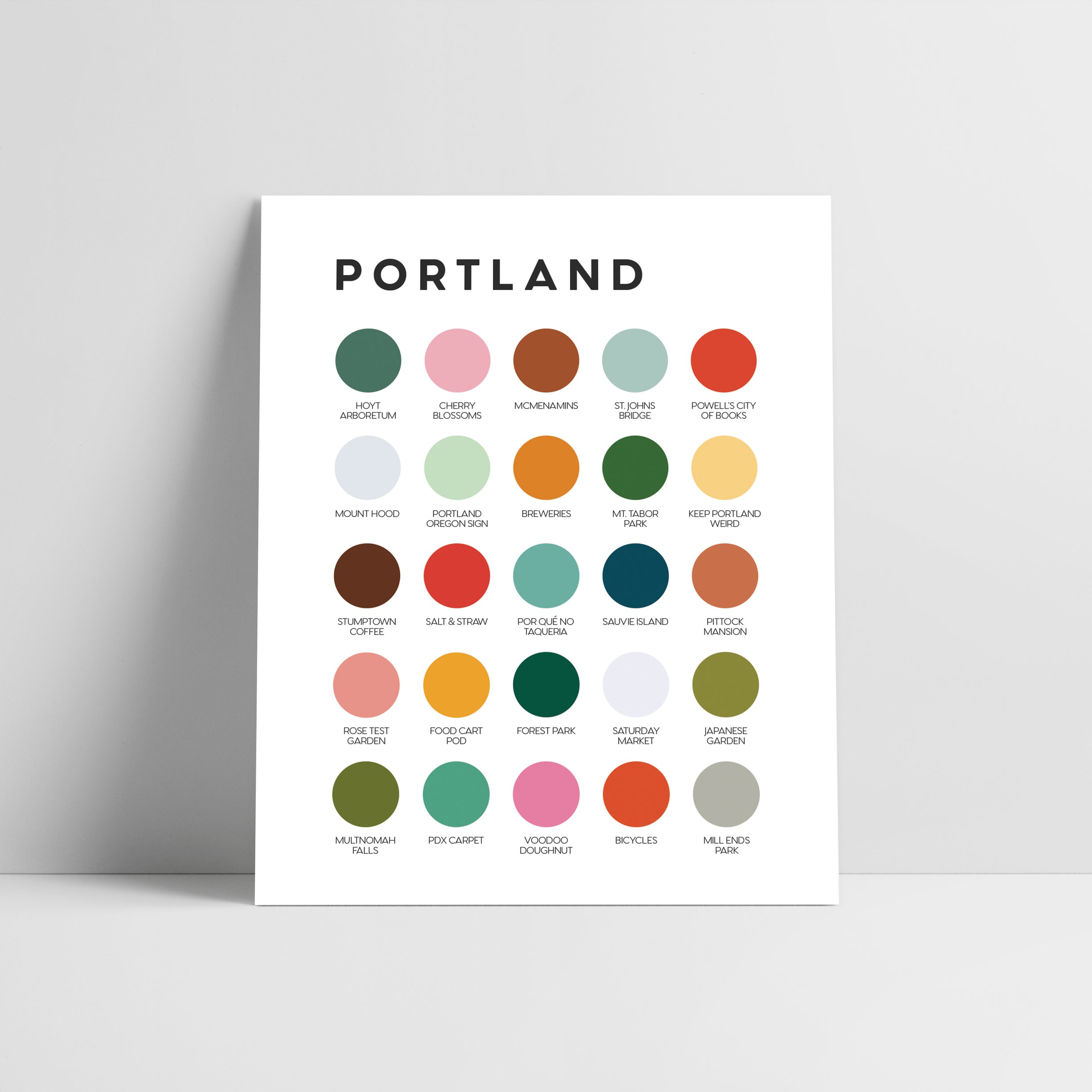 Portland, Oregon Color Palette Print – Lunch City Studio