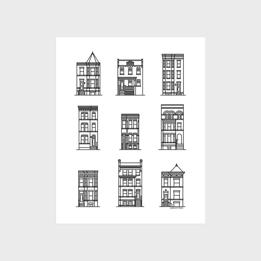 Washington DC Row House Icons Print