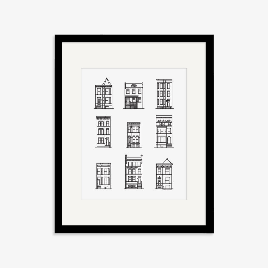 Washington DC Row House Icons Print