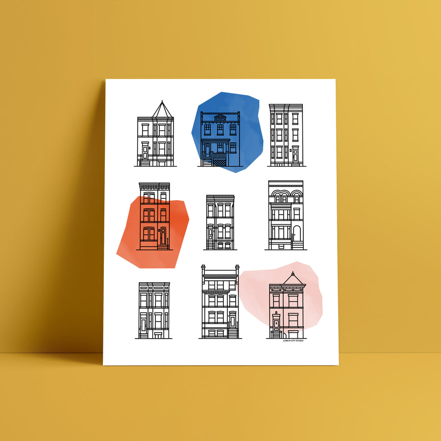 Washington DC Row House Icons Print